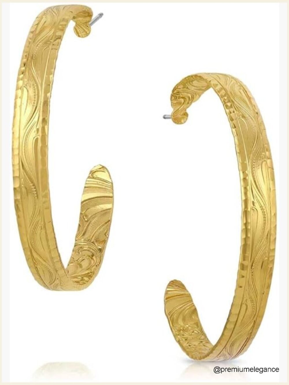 Western Hoop Earrings with Engraving, Hypoallergenic Posts